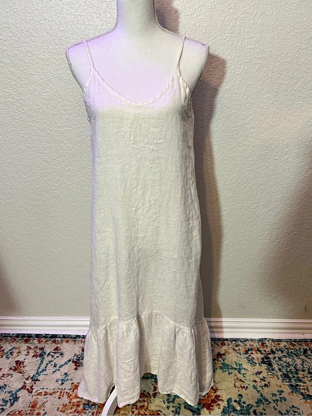 Terzo Millennio Linen Maxi Dress in White Size Medium (B6)